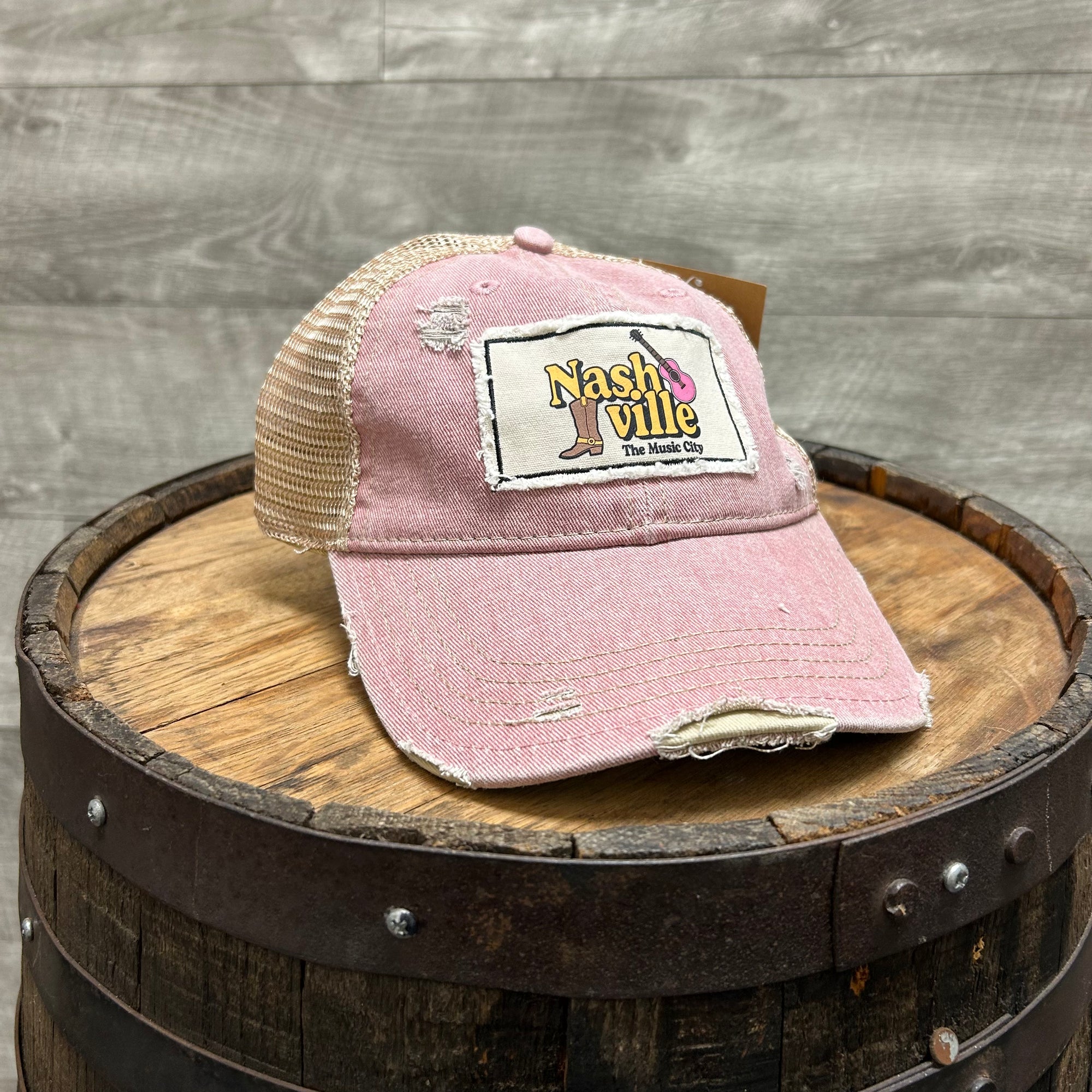 Nashville Distressed Pink Ball Cap