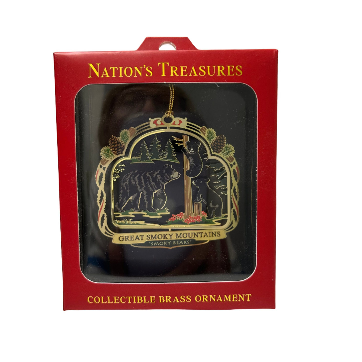 Great Smoky Mountains Smoky Bears Brass Ornament
