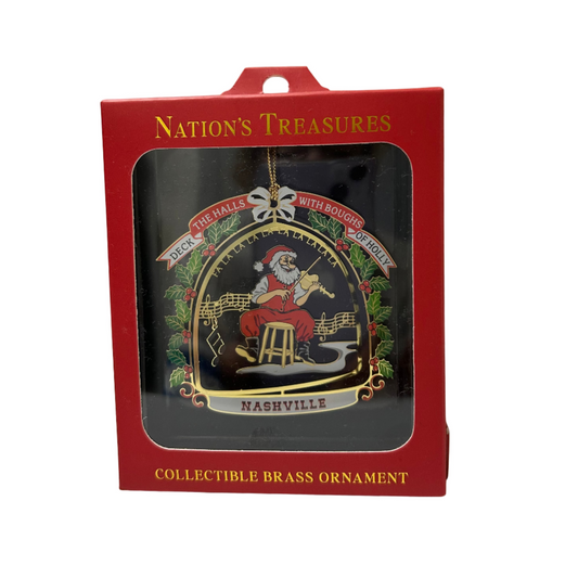 Nashville Santa Guitar Brass Ornament