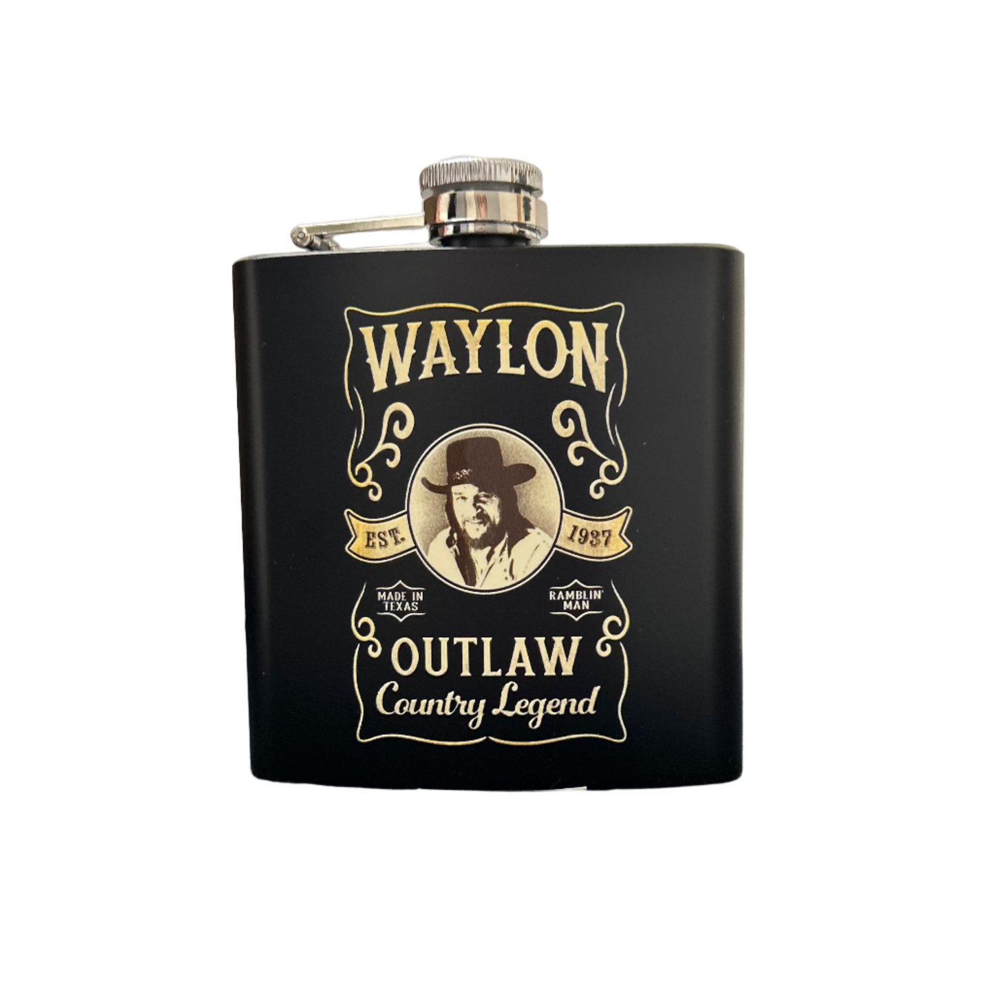 Waylon Jennings Outlaw Country Legend Flask