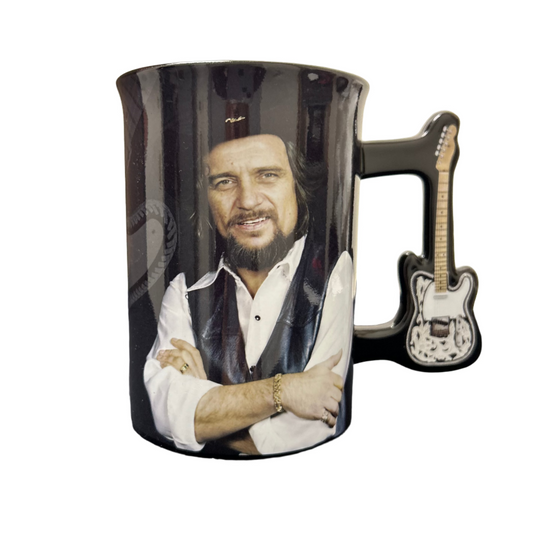 Waylon Portrait Ceramic Mug with Guitar Handle – Country Music Collector Cup