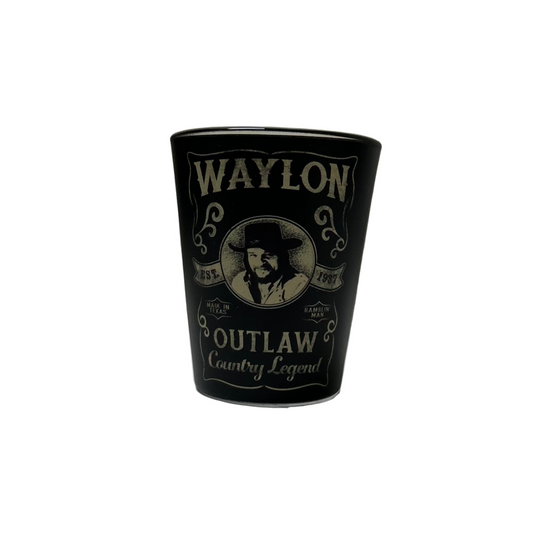 Waylon Outlaw Country Legend Shot Glass – Vintage Western Black Collector Glass
