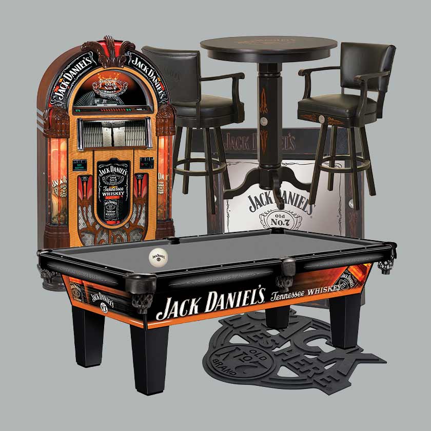 Looking to decorate your recreation room or man cave? Find the perfect accessories or furniture here including various Jack Daniel's furniture pieces, pool tables and games along with other decor items.