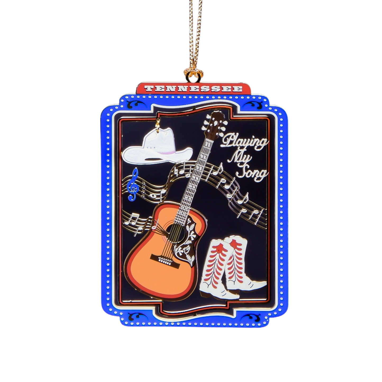 Tennessee Collectible Ornament with Hat, Boots and Guitar