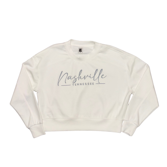 White Nashville Cropped Crew Neck