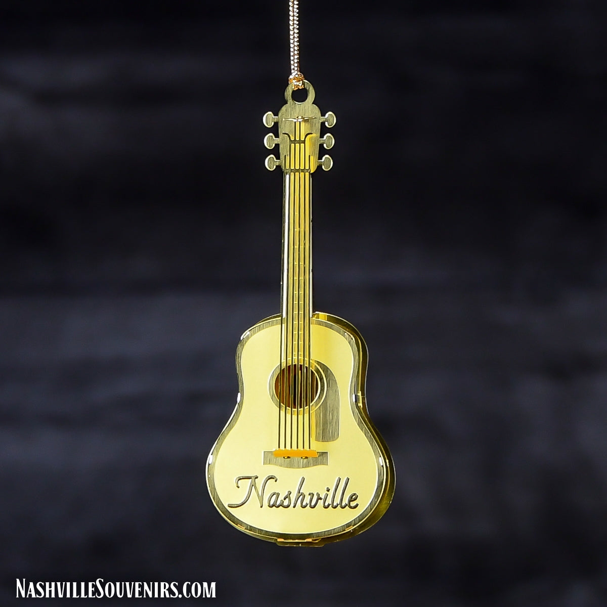 3D Brass Collectible Nashville Guitar Ornament