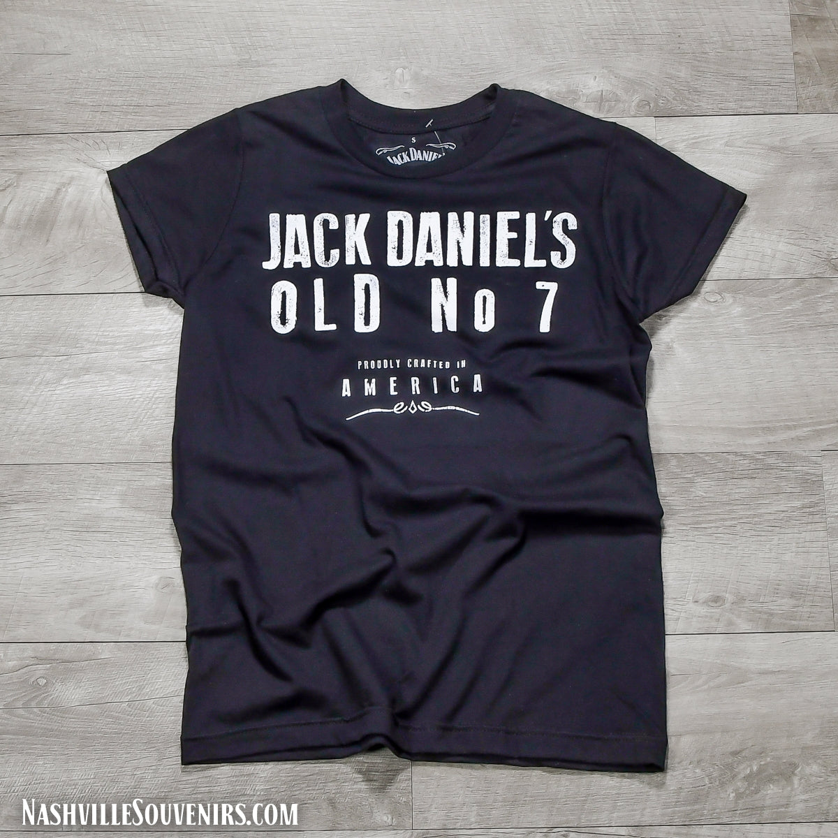 Officially licensed Jack Daniels Women's Old No 7 Distressed Font T-Shirt in black. Get yours today with FREE SHIPPING on all US orders over $75!