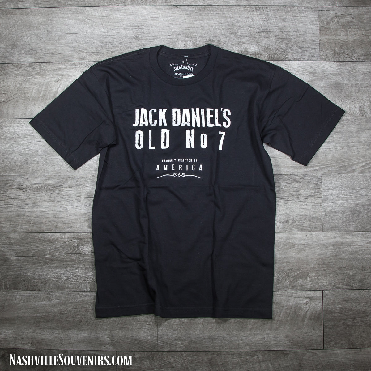 Officially licensed Jack Daniels Crafted in America T-Shirt that reads, Jack Daniels Proudly Crafted in America. Get yours today with FREE SHIPPING on all US orders over $75!