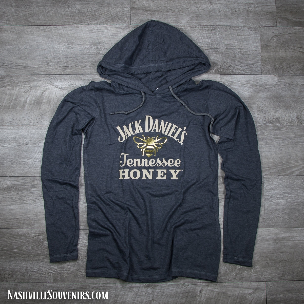Officially licensed ladies Jack Daniels Tennessee Honey Hoodie in gray with the TN Honeybee Logo. Get yours today with FREE SHIPPING on all US orders over $75!