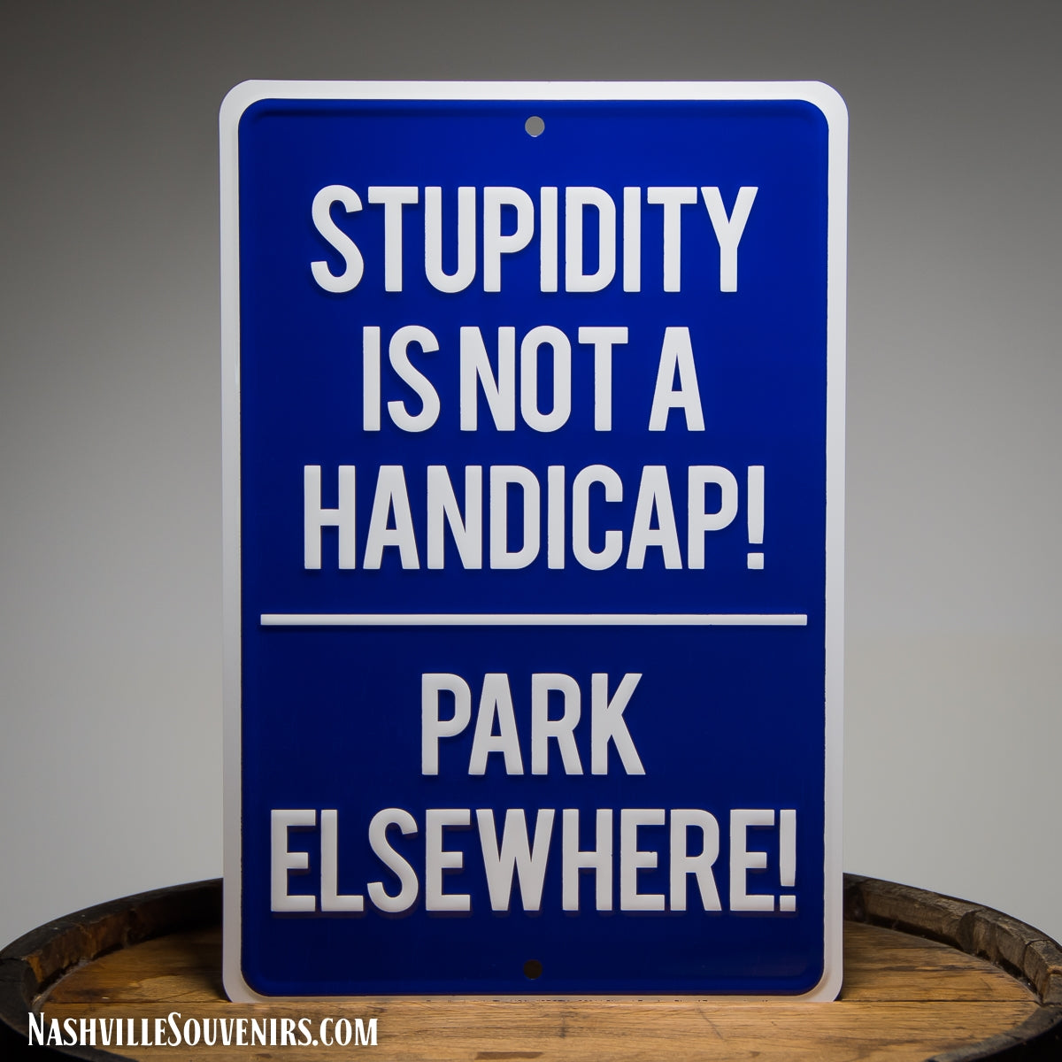 Stupidity is not a Handicap! Park Elsewhere! Tin Sign