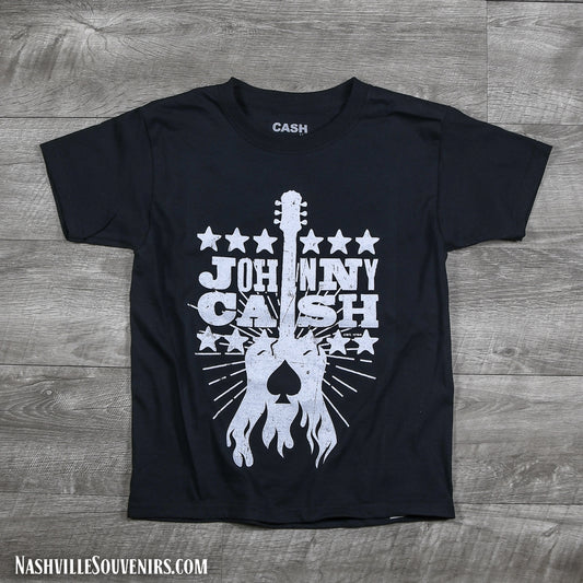 Johnny Cash Youth T-Shirt with Guitar