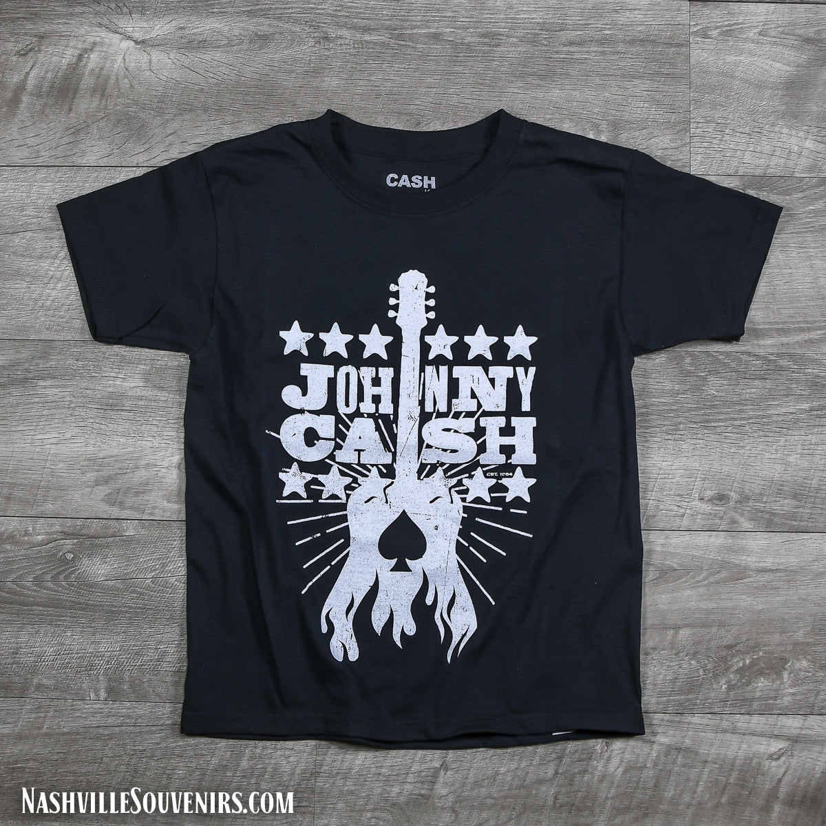 Johnny Cash Youth T-Shirt with Guitar