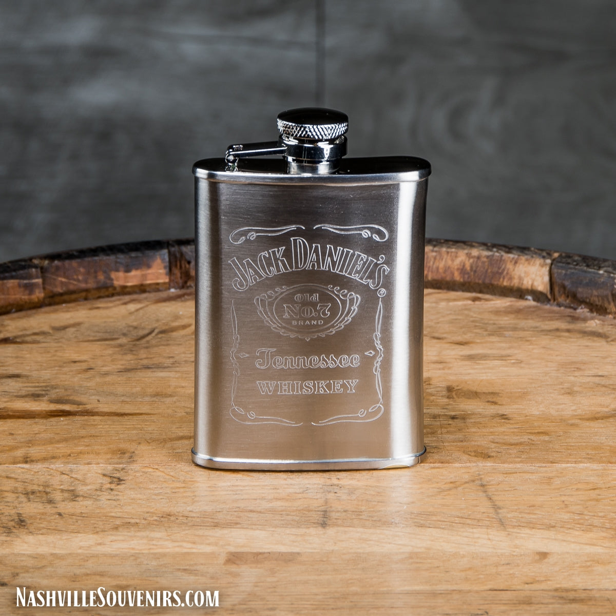Officially licensed Jack Daniels Debossed Label Logo Flask.  FREE SHIPPING on all US orders over $75!