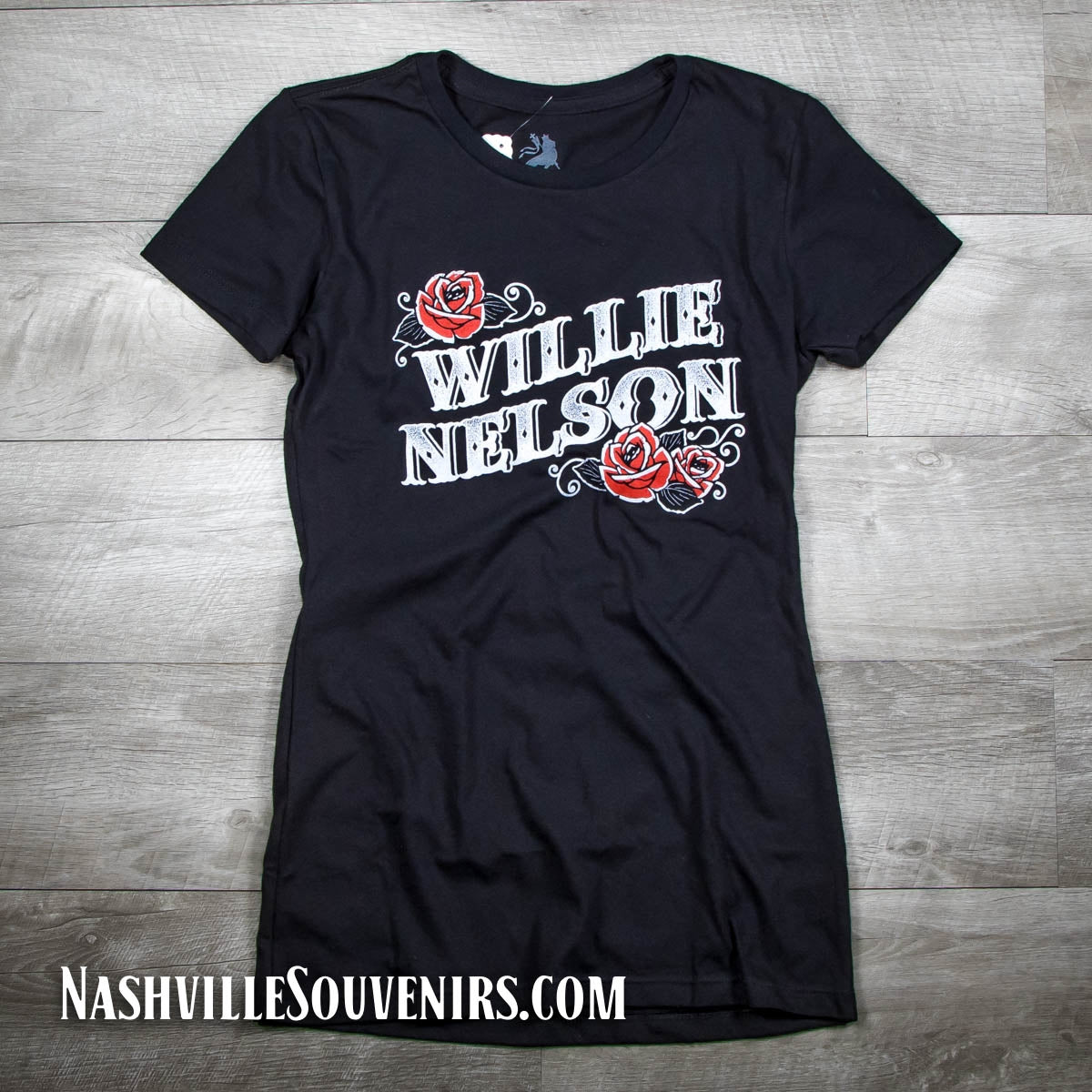 Ladies Willie Nelson T-shirt with Roses