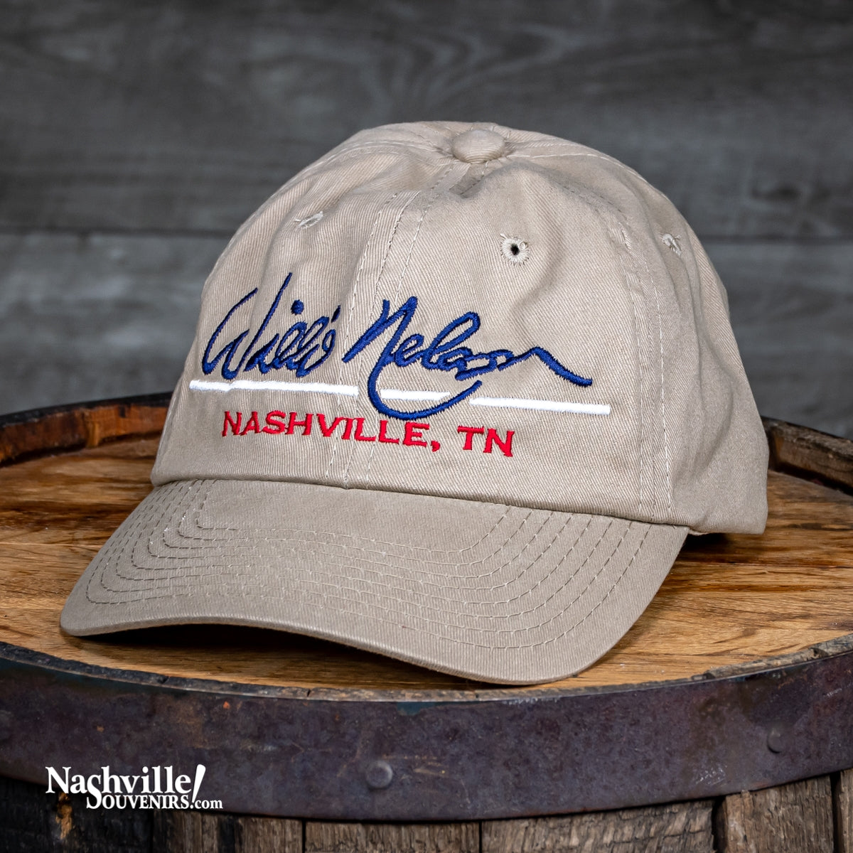 Khaki Embroidered Willie Nelson Nashville Cap