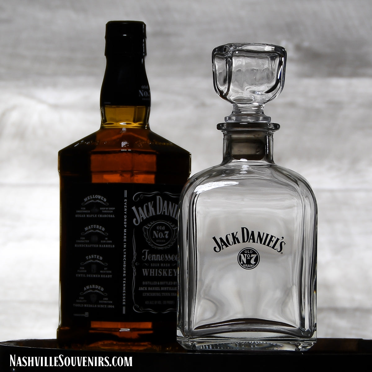Jack Daniels Decanter with Swing and Bug Logo - NashvilleSouvenirs.com