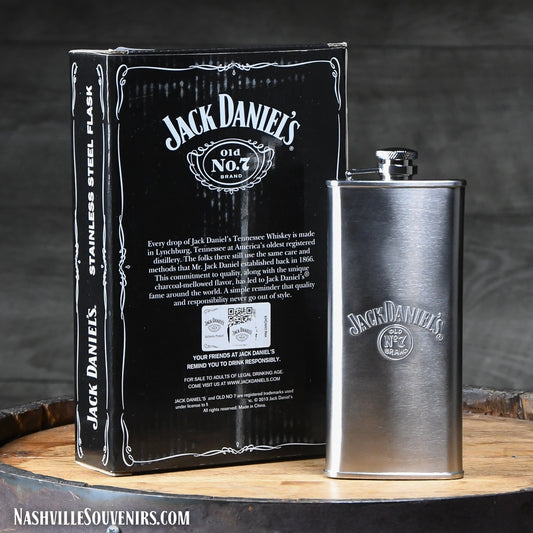Officially licensed Jack Daniels Debossed Label Logo Boot Flask.  FREE SHIPPING on all US orders over $75!