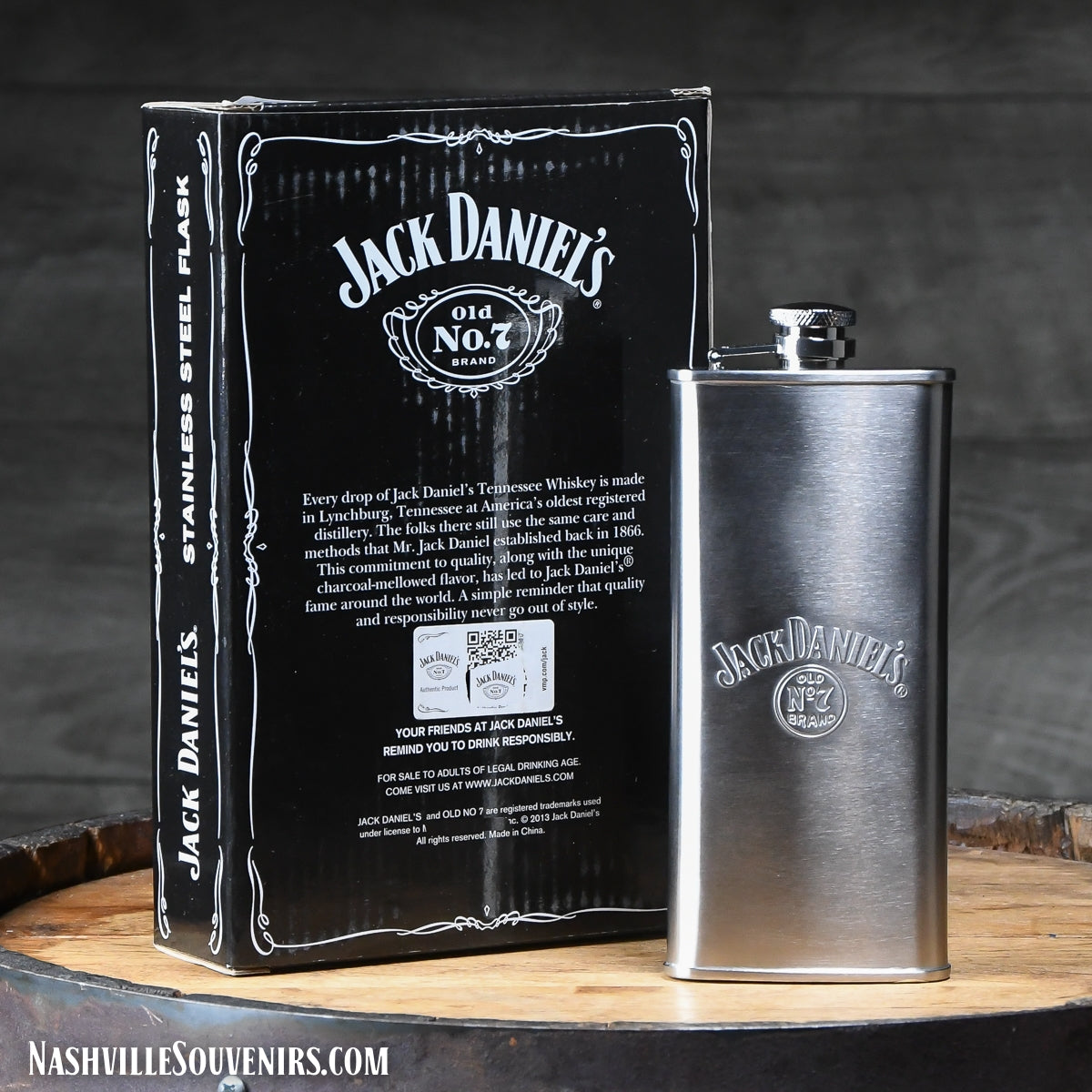 Officially licensed Jack Daniels Debossed Label Logo Boot Flask.  FREE SHIPPING on all US orders over $75!