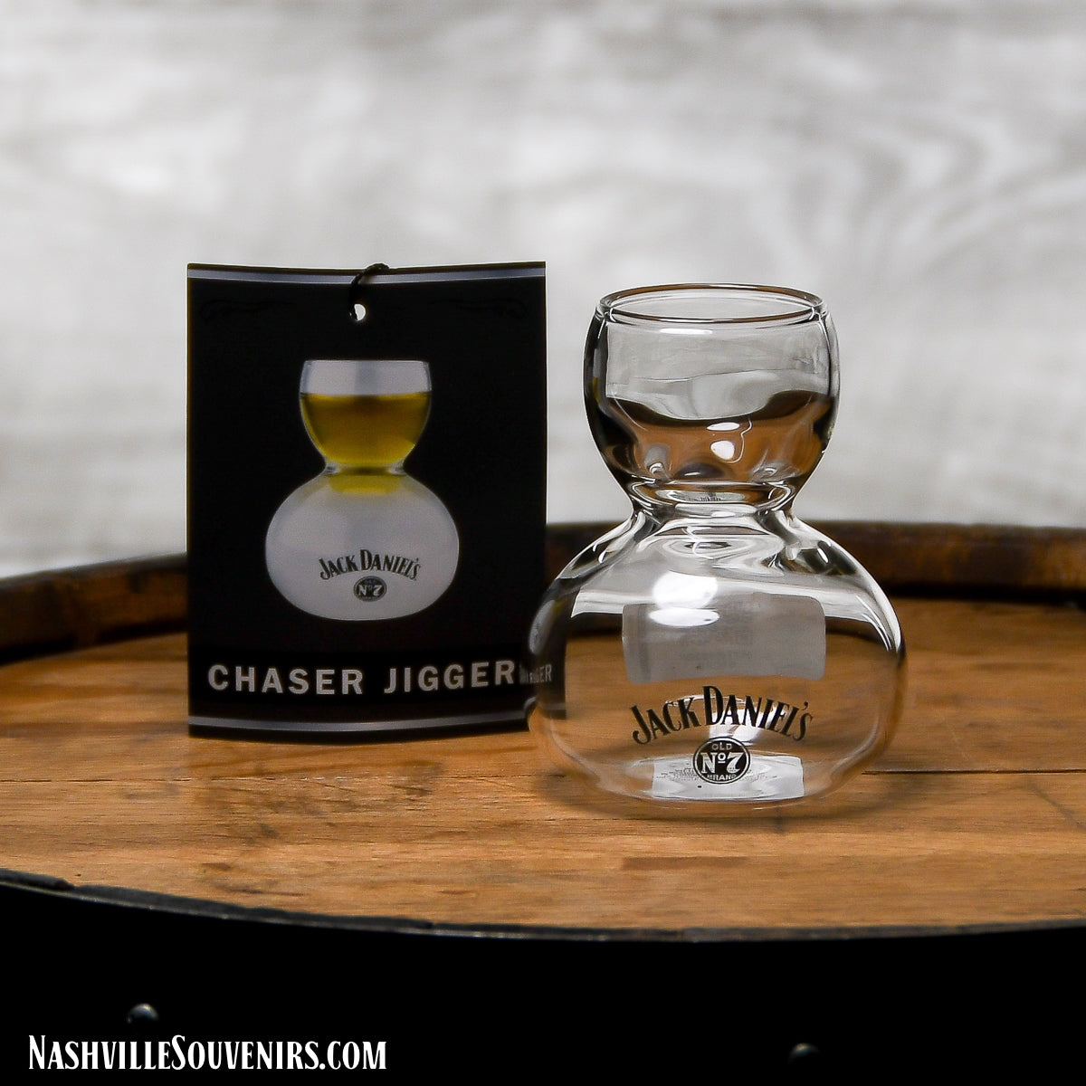 See the glass that cost Mr. Jack a bet with a traveling salesman! Officially licensed Jack Daniels Jack Daniels Chaser Jigger  FREE SHIPPING on all US orders over $75!
