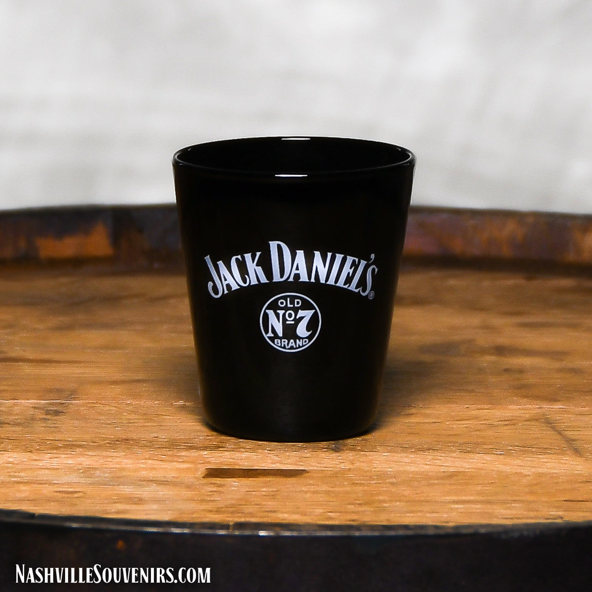 Officially licensed Jack Daniels Black Shotglass with White Label. FREE SHIPPING on all US orders over $75!