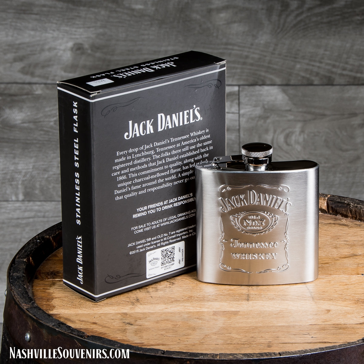 Officially licensed Jack Daniels Matte Label Logo Flask.  FREE SHIPPING on all US orders over $75!