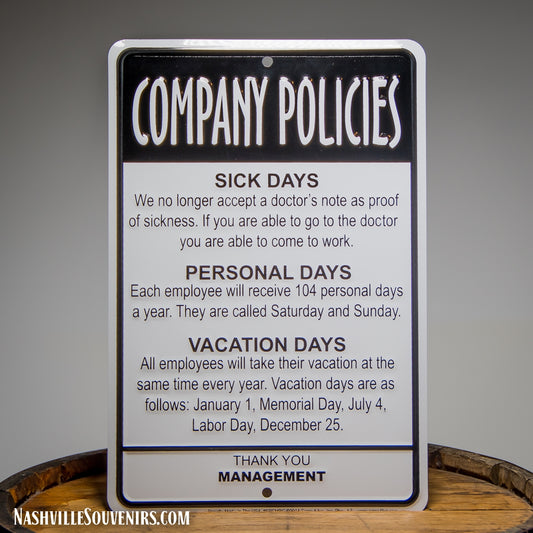 Company Policies SICK Days PERSONAL Days VACATION Days