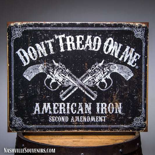 Don't Tread on Me American Iron Second Amendment Tin Sign