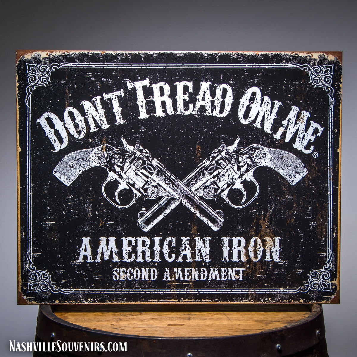 Don't Tread on Me American Iron Second Amendment Tin Sign