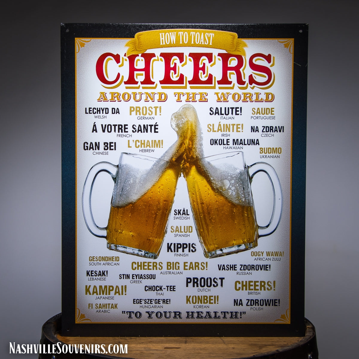 How to Toast Cheers around the World Tin Sign