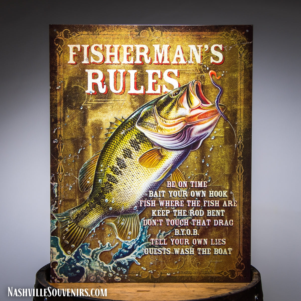 Fisherman's Rules Tin Sign | NashvilleSouvenirs.com