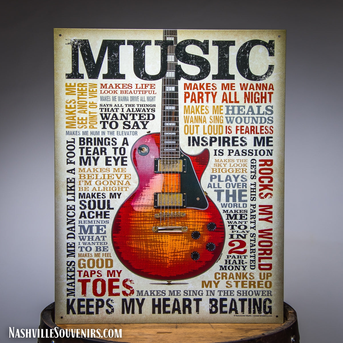 Music Keeps My Heart Beating Tin Sign