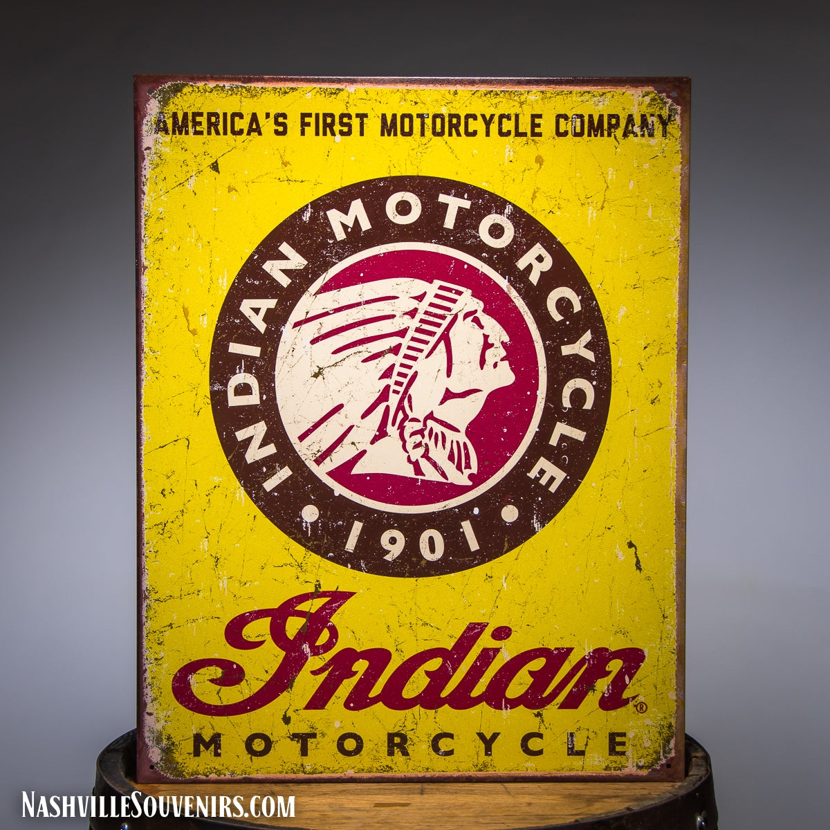 Indian America's First Motorcycle Company Tin Sign