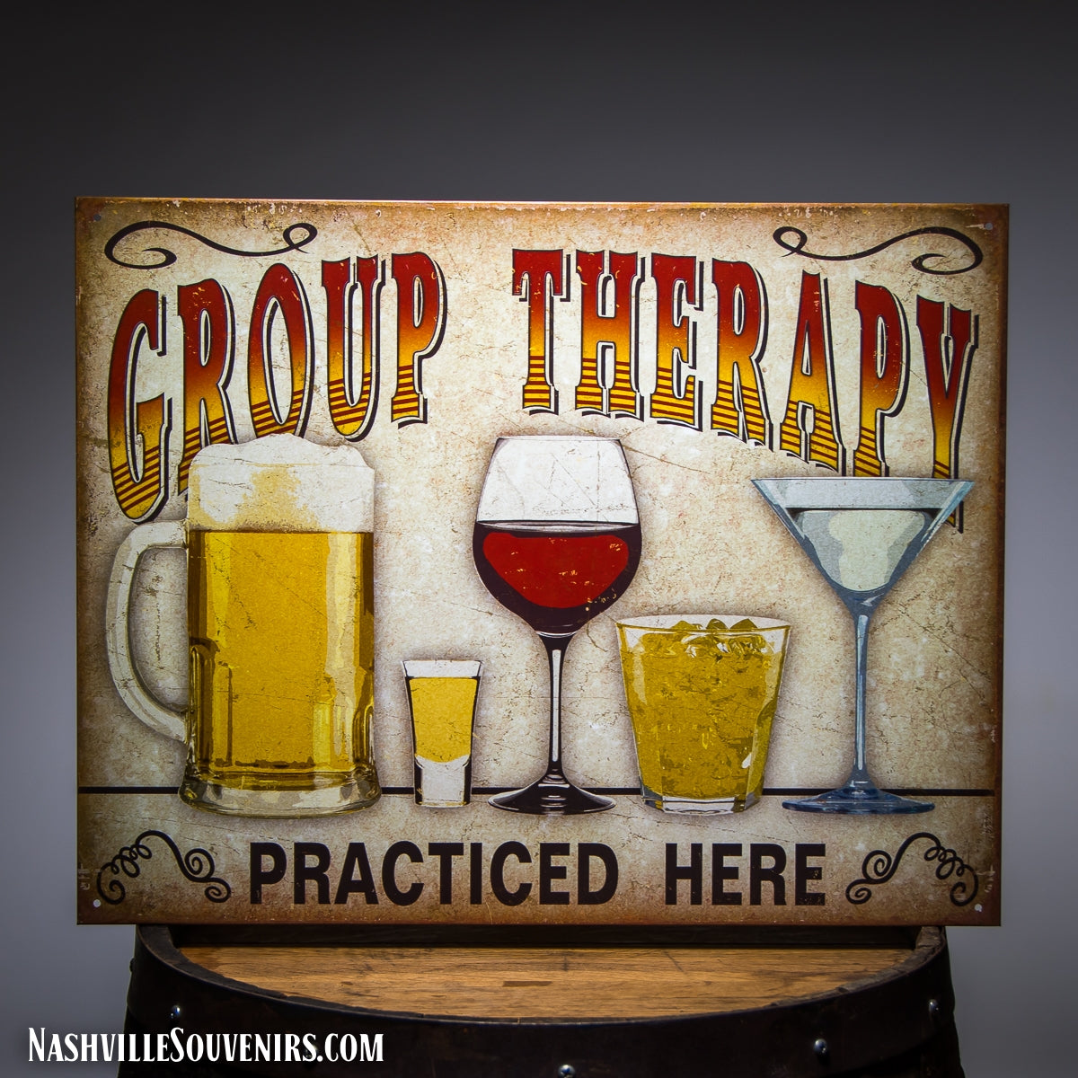 Group Therapy Practiced Here Tin Sign