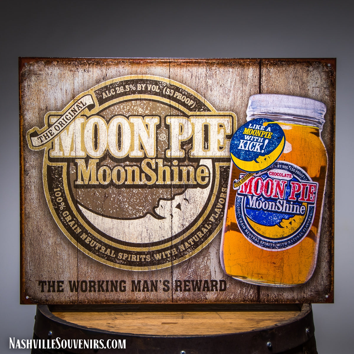 Moon Pie Moonshine The Working Man's Reward Tin Sign
