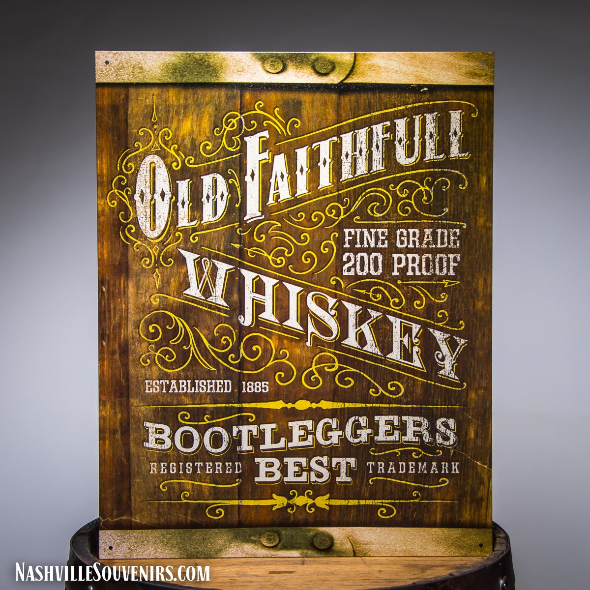 Old Faithful Whiskey Bootleggers Best Tin Sign