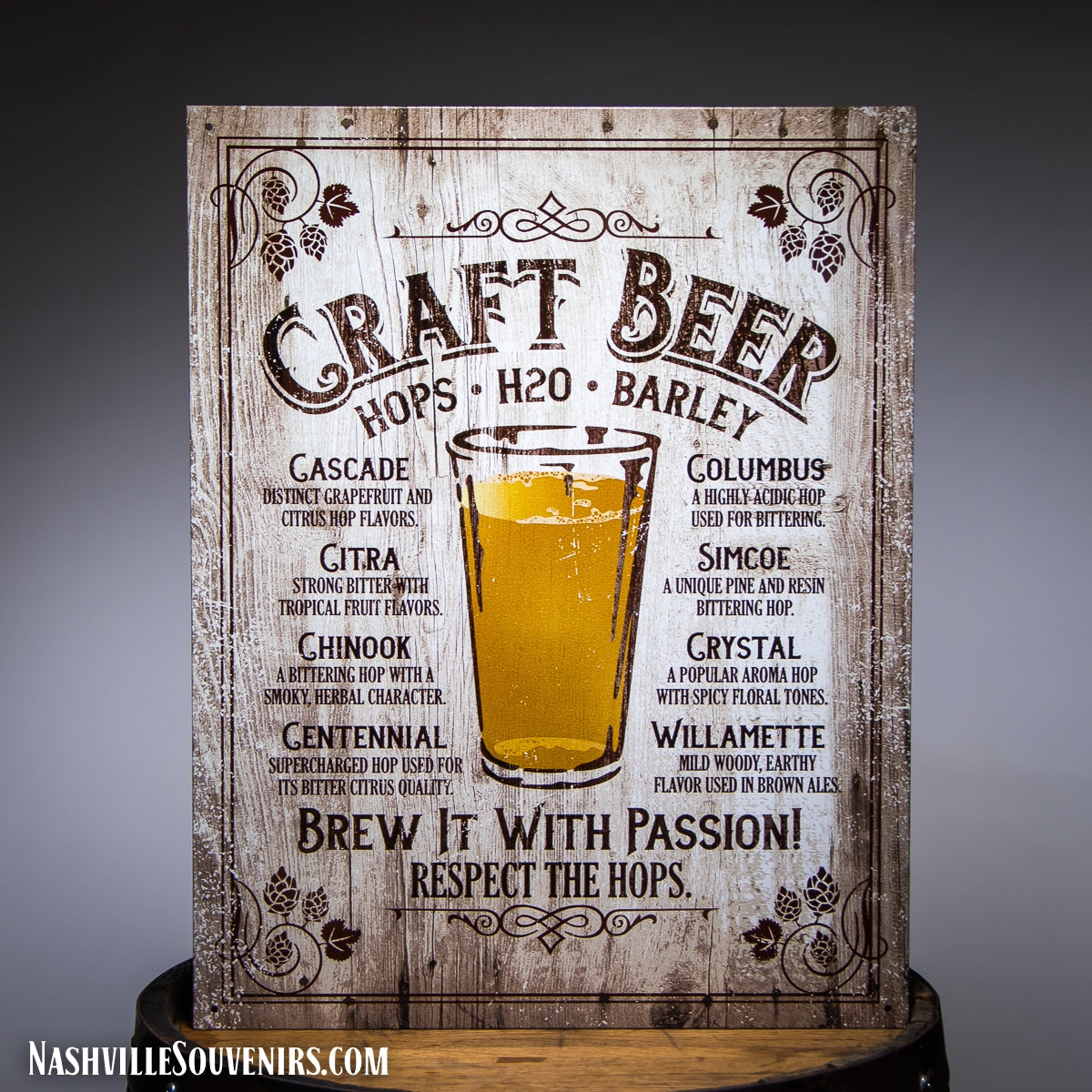 Craft Beer Hops H2O Barley Tin Sign