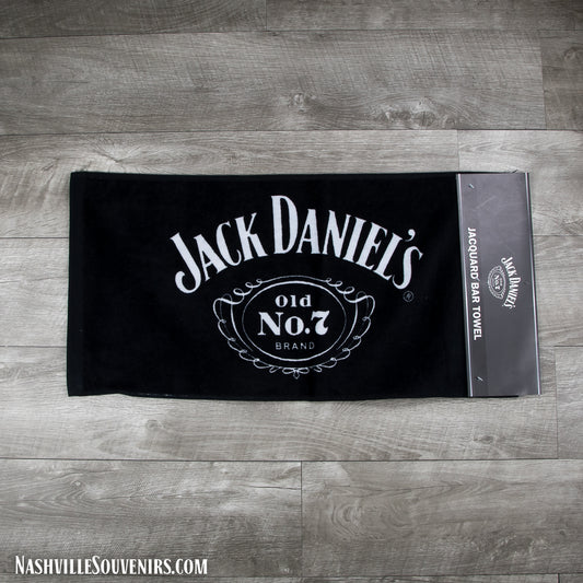 Officially licensed Jack Daniels Old No.7 Brand Bar Towel.  FREE SHIPPING on all US orders over $75!