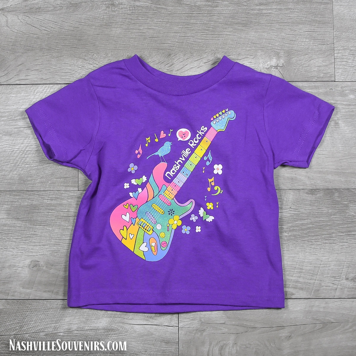 Nashville Rocks Toddler T-Shirt with Bird on Guitar