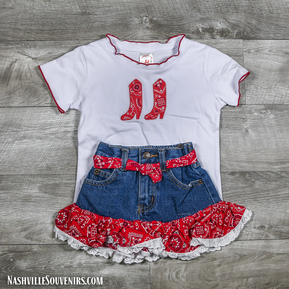Western Denim Toddler Set with Boots
