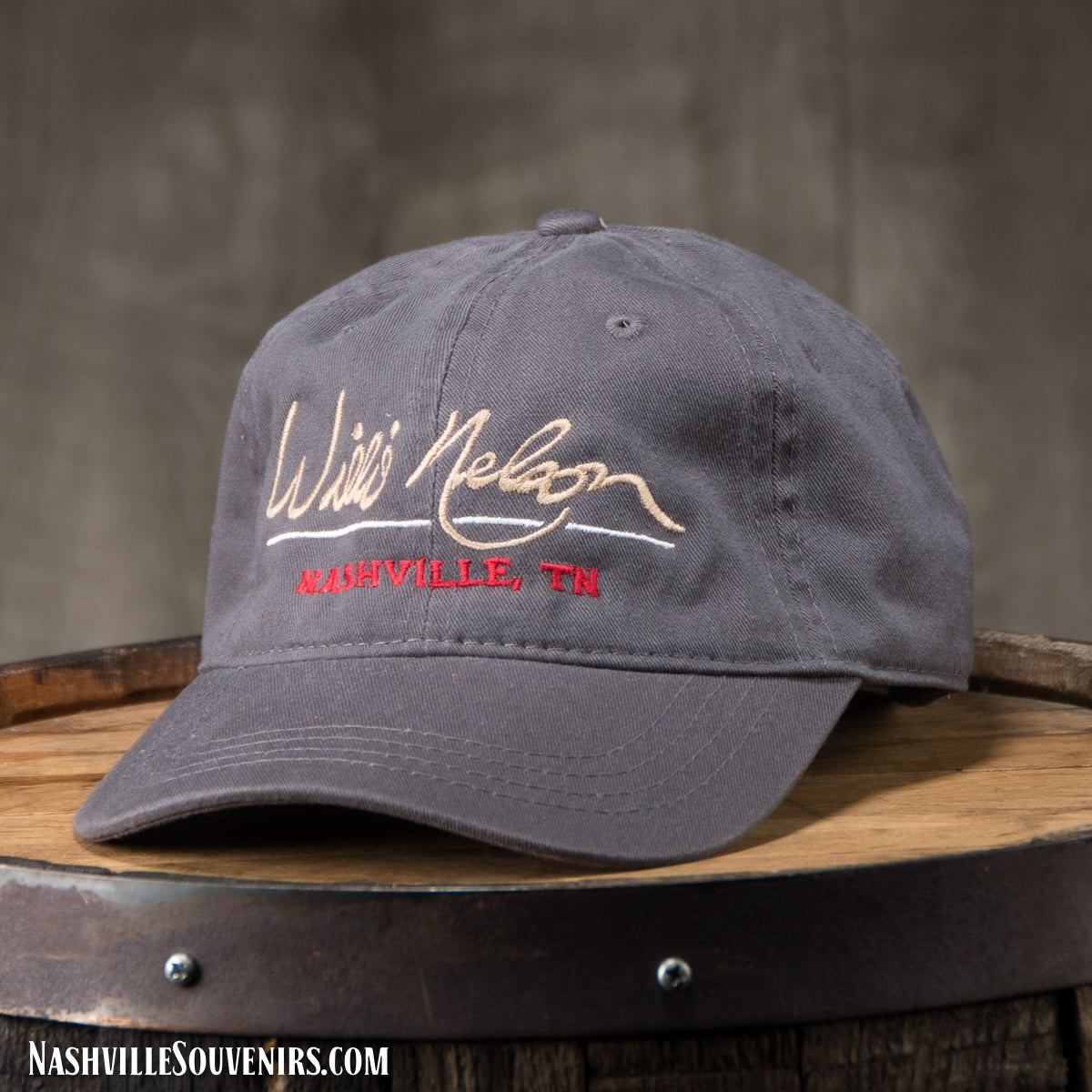 Charcoal Embroidered Willie Nelson Nashville Cap