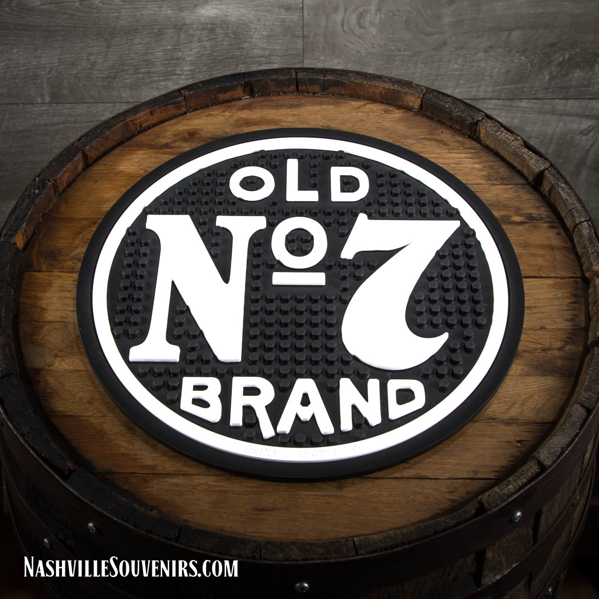 Rest your Tennessee Whiskey on this stylish Old No.7 Bar mat.  Big bold design screams Jack Daniels style! Get yours today with FREE SHIPPING in the continental United States.