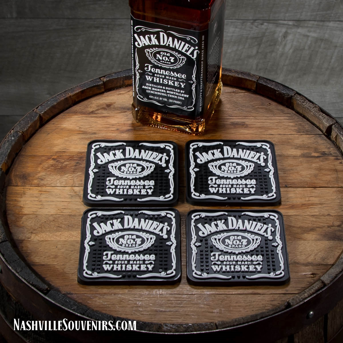 Show your Jack style in the home bar with this Jack Daniels Coaster Set. Show your love of that great Tennessee Whiskey on this stylish home bar accessory. Get yours today with FREE SHIPPING in the continental United States.