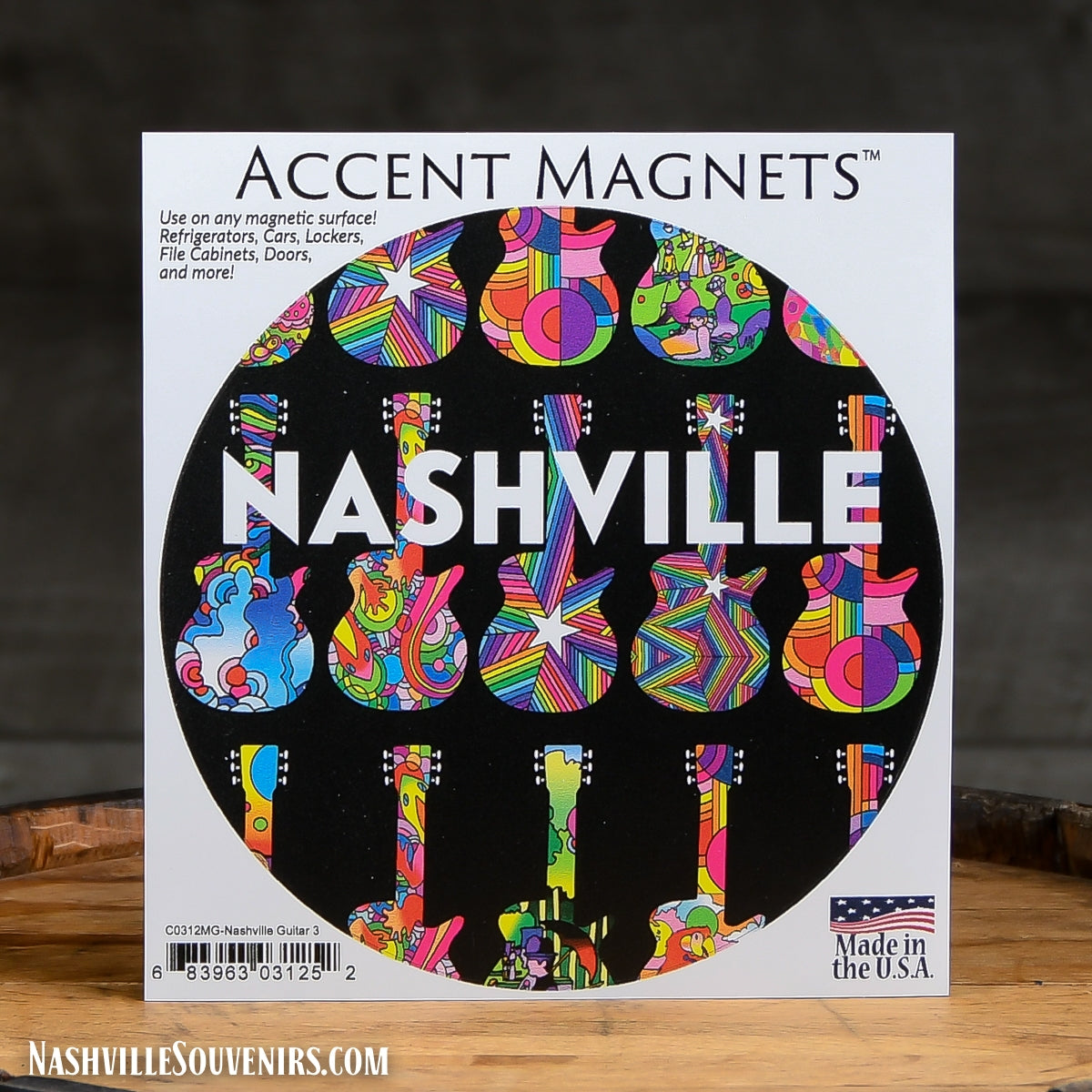 Nashville Rainbow Colors Guitars Magnet
