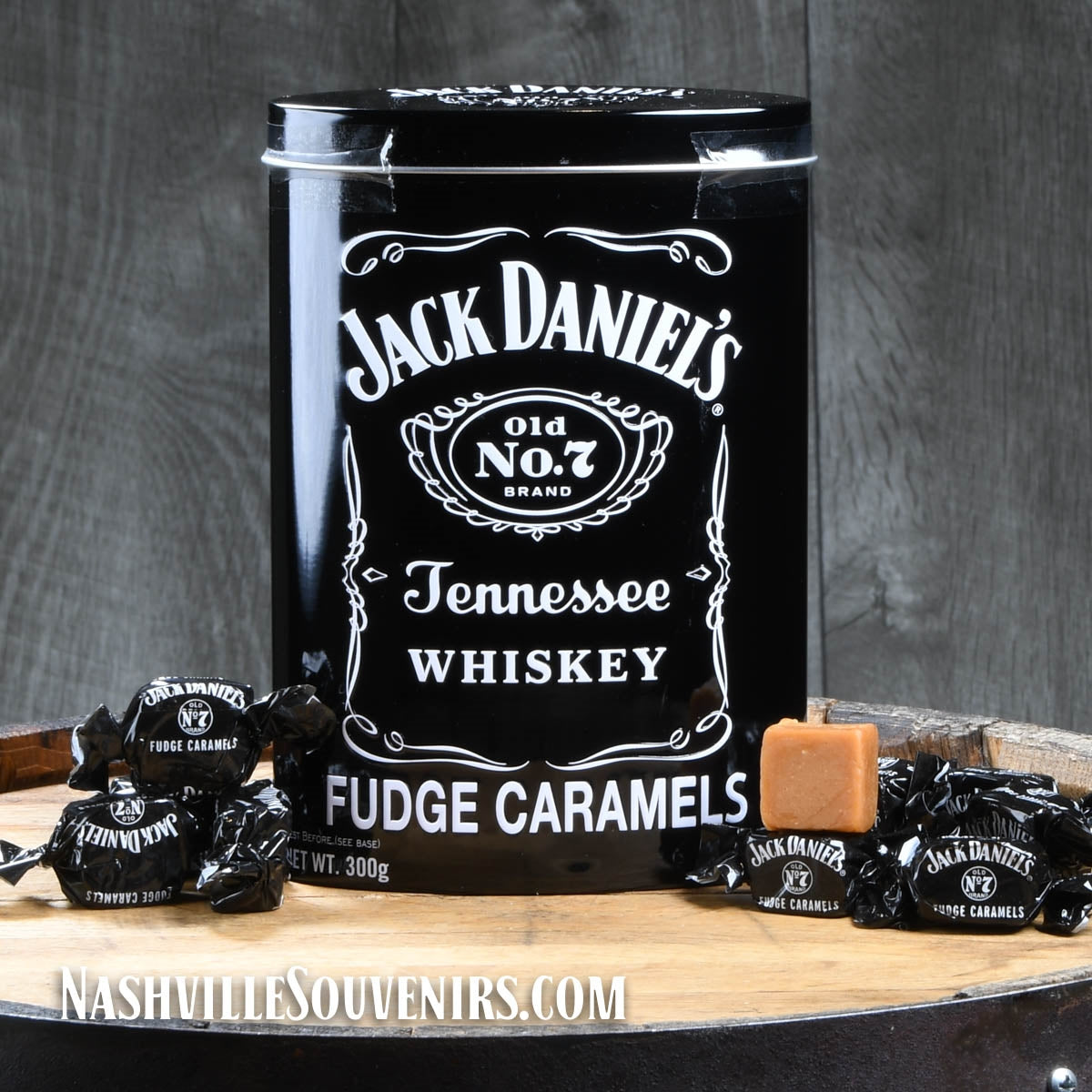 Jack Daniels Tennessee Whiskey Fudge Caramels are hand prepared by Gardiners of Scotland with a touch of Jack Daniels whiskey. Get yours today with FREE SHIPPING on orders over $75!