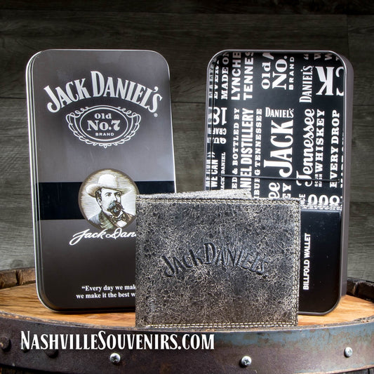 Embroidered Jack Daniel's Billfold Wallet in Gray