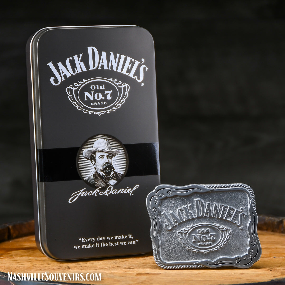 Officially licensed Jack Daniels Old No.7 Belt Buckle with Rope and Scroll Edge. Get one today with FREE SHIPPING on all US orders over $75!
