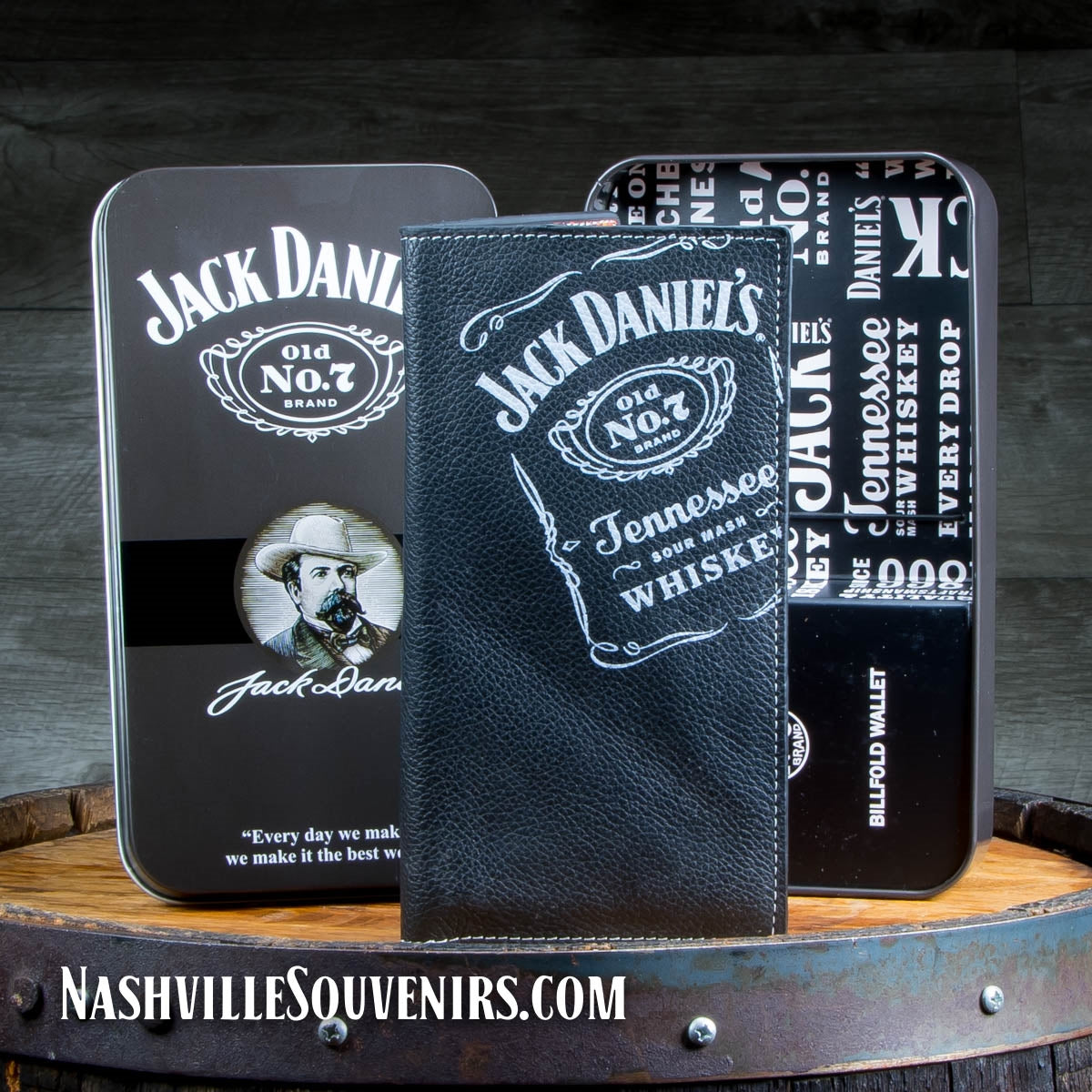 Officially licensed Jack Daniels Black Rodeo Wallet Embossed Logo. Get one today with FREE SHIPPING on all US orders over $75! Full color barrel house images inside the wallet.