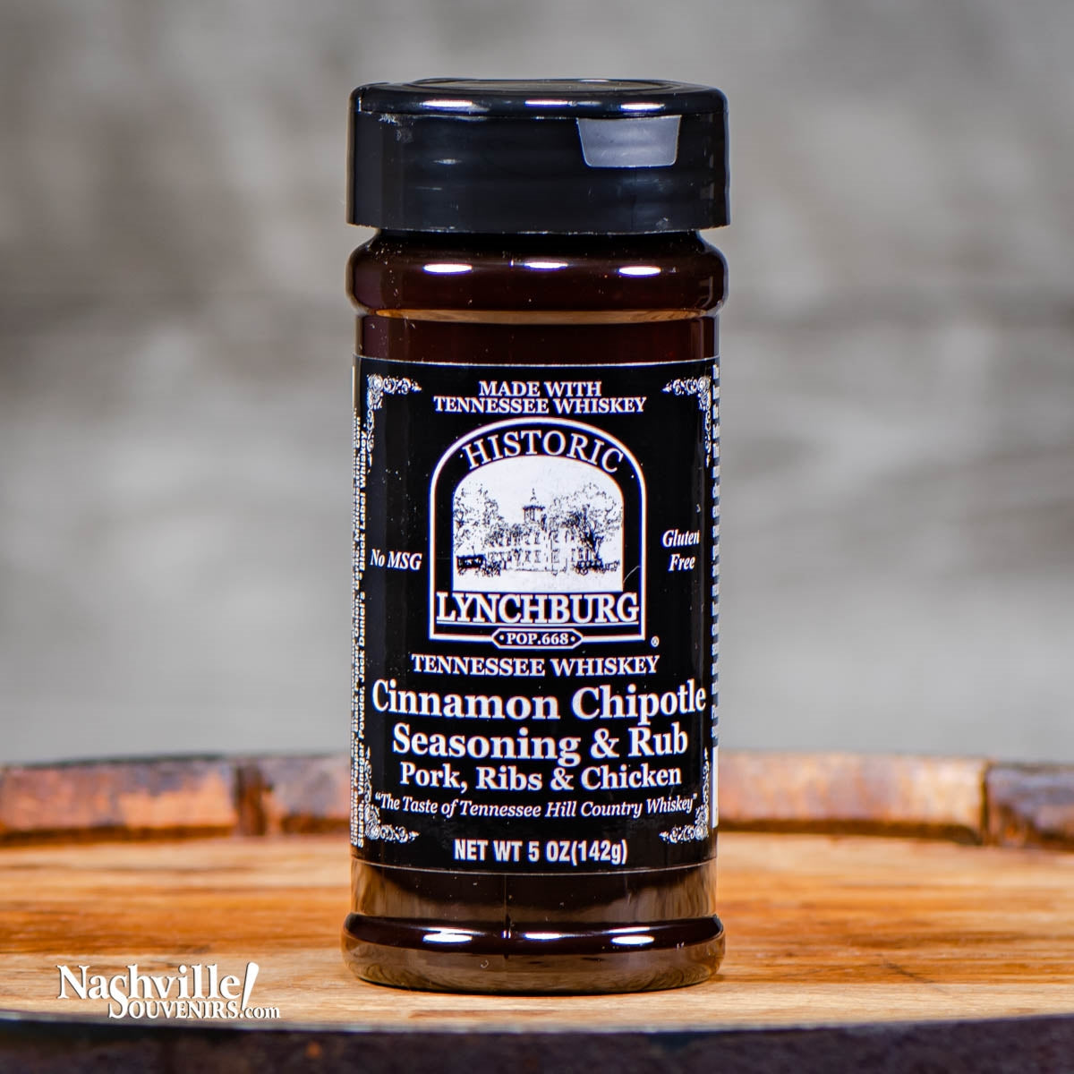Buy Historic Lynchburg Cinnamon Chipotle Rub containing real Jack Daniels Tennessee whiskey.  FREE SHIPPING on all US orders over $75!