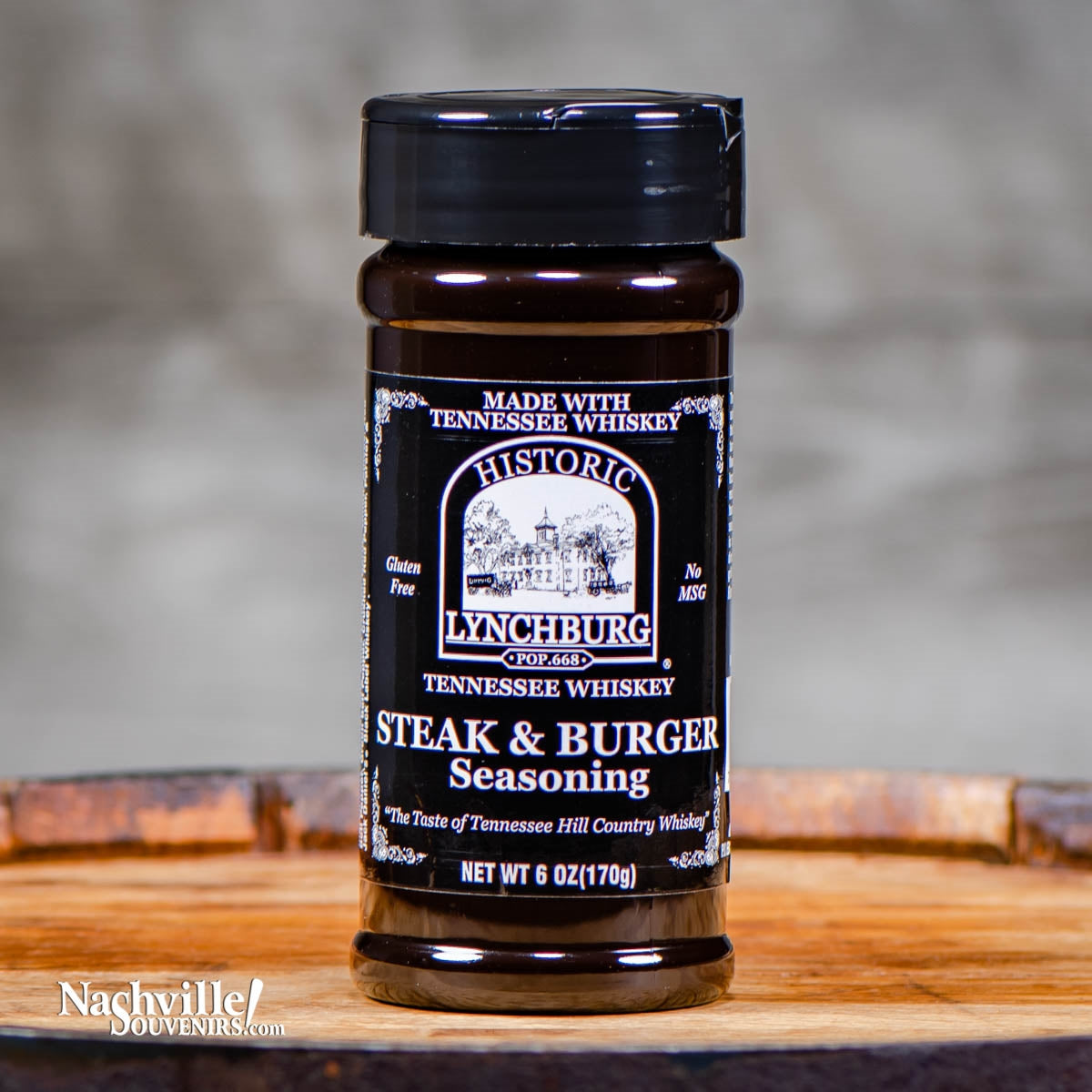 Buy Historic Lynchburg Steak & Burger Seasoning containing real Jack Daniels Tennessee whiskey.  FREE SHIPPING on all US orders over $75!