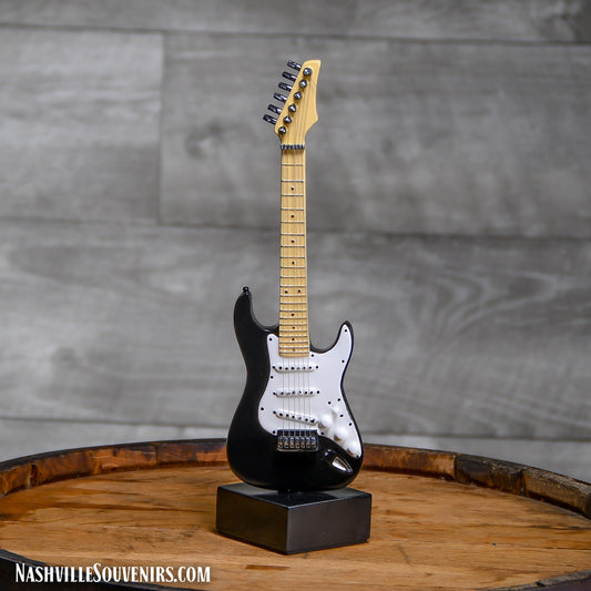 Miniature Replica White on Black Electric Guitar